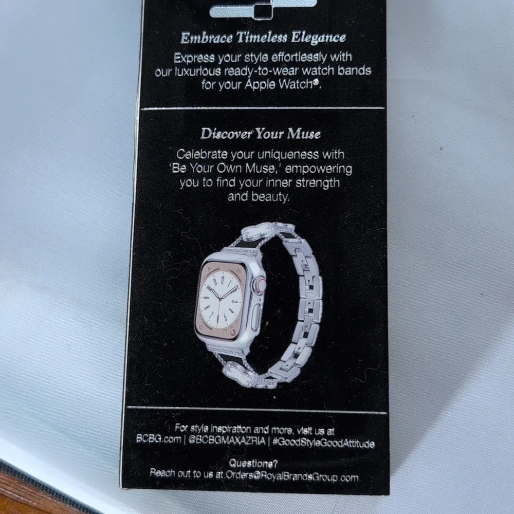 BCBG Silver Tone Clover Apple Watch Band Adjustable 38/40/41 MM